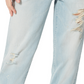 Frayed Women's Tapered Boyfriend Workwear Jeans Blue Size 26