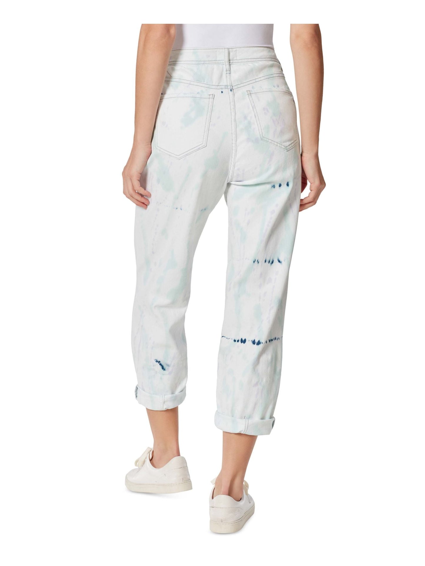 Frayed Women's Tapered Boyfriend Workwear Jeans Blue Size 29
