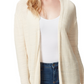 Jessica Simpson Women's Ribbed Knit Open Front Cardigan Sweater White Size Small