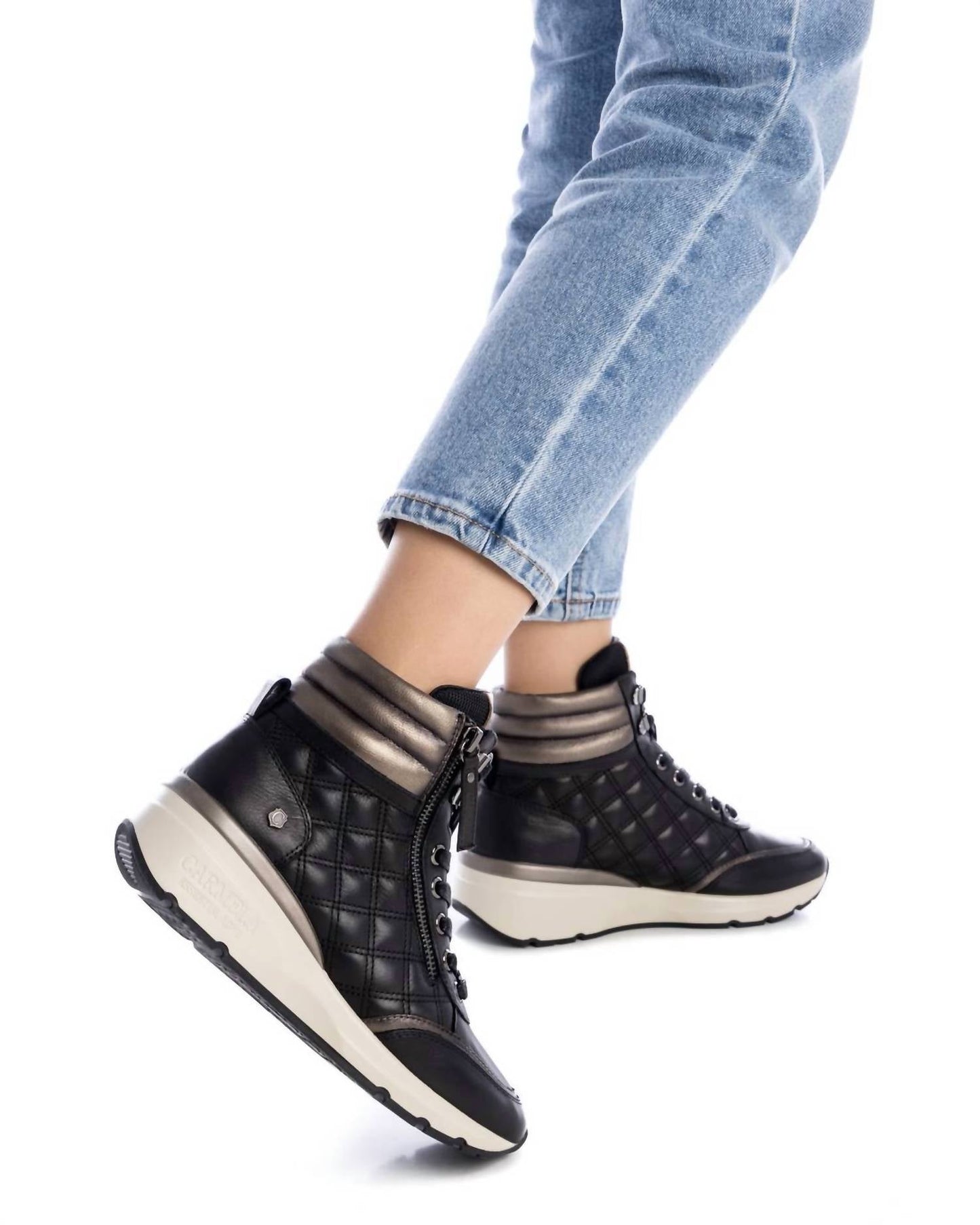 Xti - Women's Carmela Collection Leather Sneaker Booties