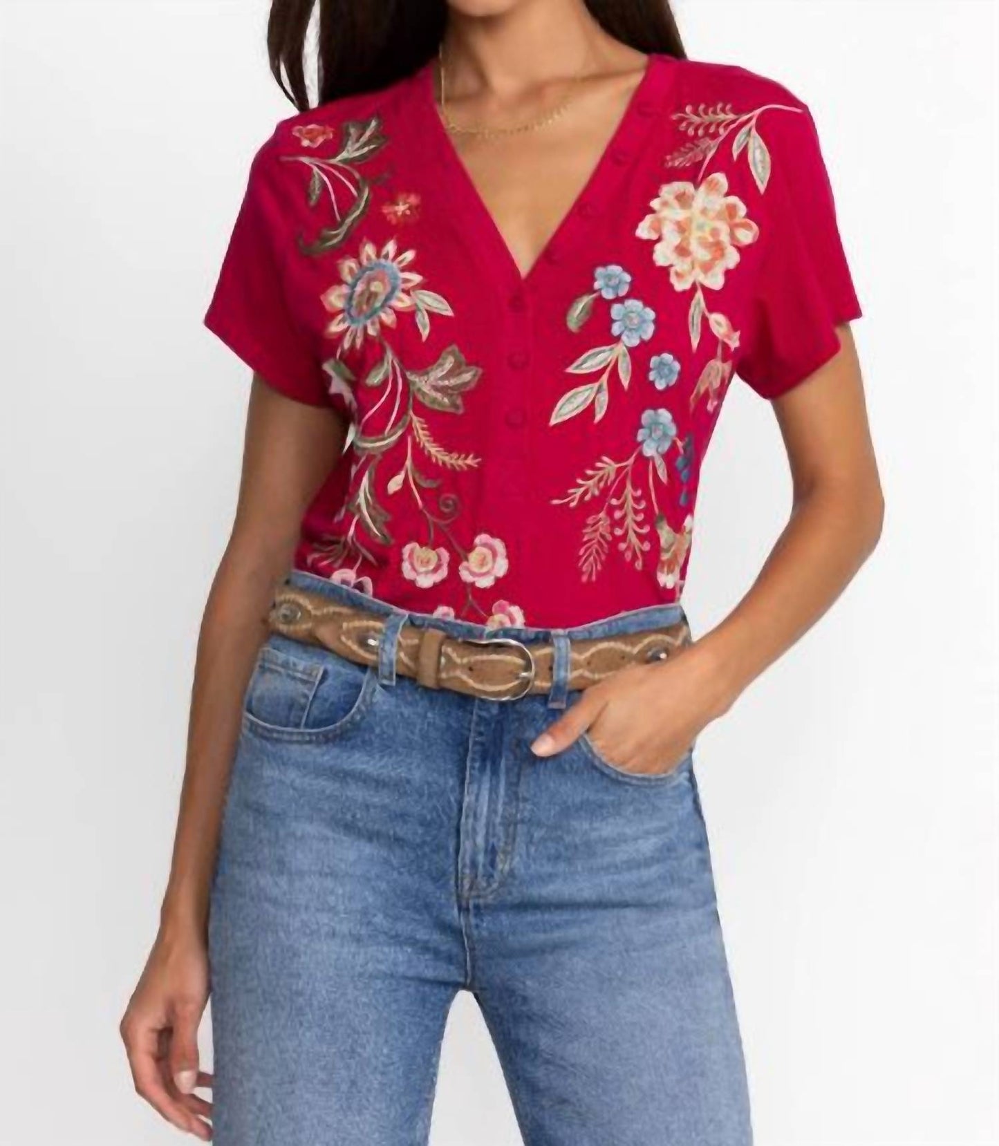 Johnny Was - Button Neck Knit Tee