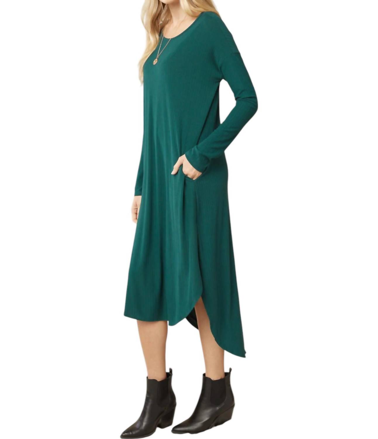 Entro - Ribbed Pocket Midi Dress