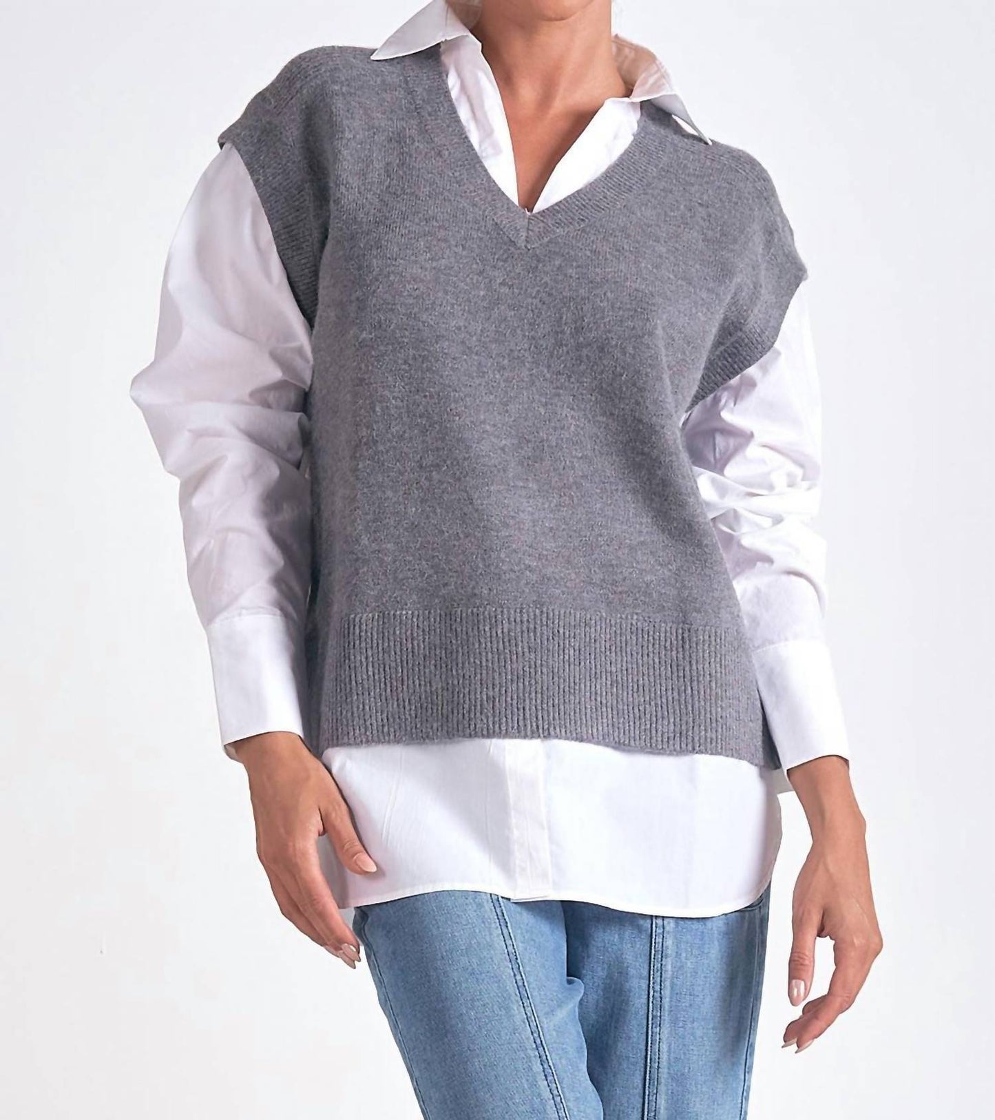 Elan - Andrea Sweater Vest/Shirt Combo