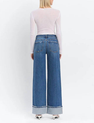 Vervet By Flying Monkey - High Rise Cuffed Panel Baggy Wide Jeans