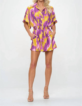 Adrienne - Button Down Smocked Waist Romper