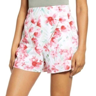 Leith - Pull On Elastic Floral Print High Waist Shorts
