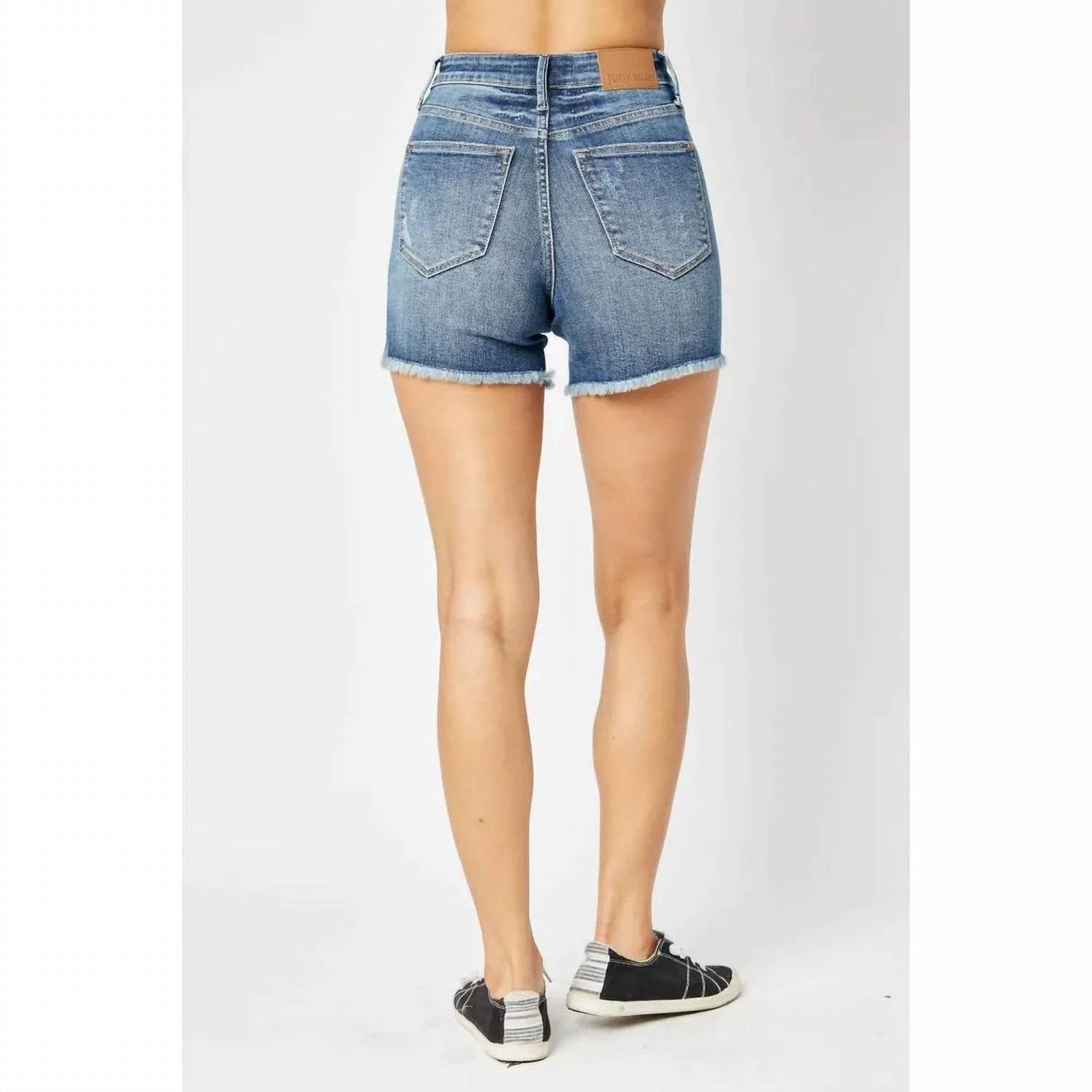 Judy Blue - Women's High Waist Tummy Control Fray Hem Shorts