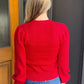 &Merci - Scallop Hem Puff Sleeve Sweater