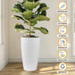Set of 2 Faux Rattan Tall Planters with Automatic Watering System