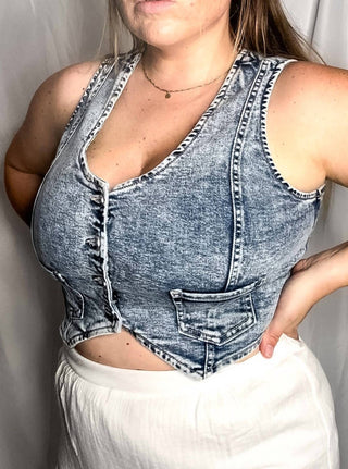 Risen - Chloe Crop Denim Vest
