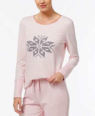 Nautica Women's Reversible Snowflake Pajama Top Pink Size Large