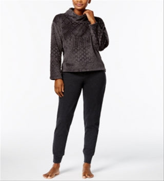 Nautica Women's Plush Textured Top & Jogger Pants Pajama Set Gray Size Medium