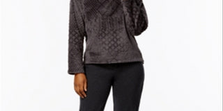 Nautica Women's Plush Textured Top & Jogger Pants Pajama Set Gray Size Medium