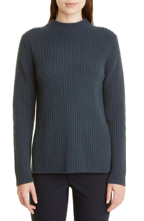 Vince Wool & Cashmere Rib Tunic Sweater in Tide Pool, Size Xx-Small