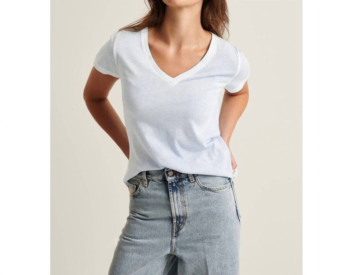 Patrick Assaraf - Pima Classic Rev Spray V-neck Top