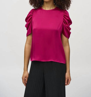 Joseph Ribkoff - Satin Top With Shirred Sleeves