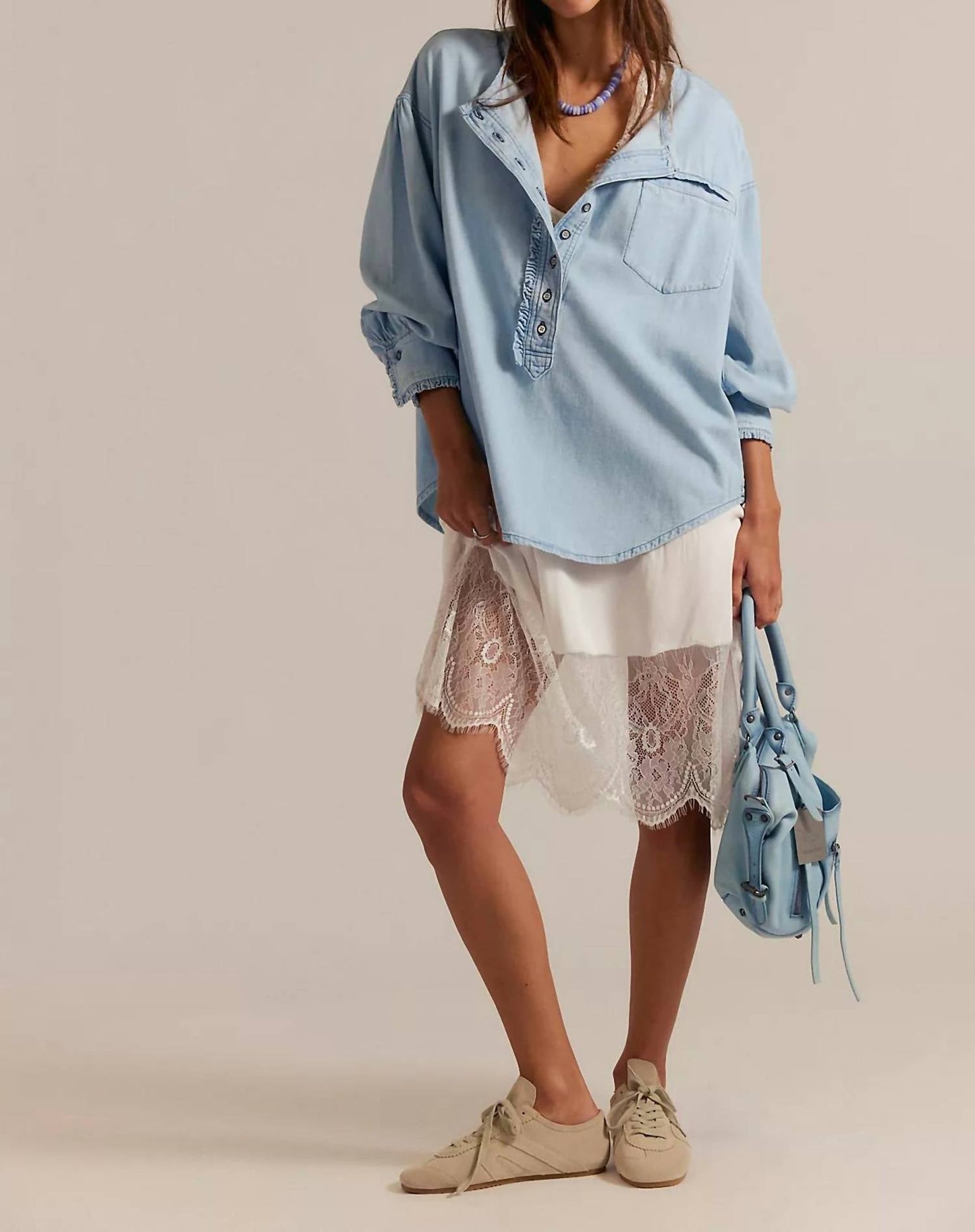 Free People - Women's Denim Dreaming Pullover Top