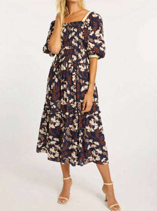 Caballero - Oceane Puff Sleeves Midi Dress