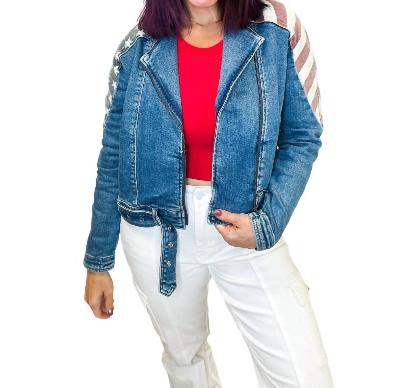 Judy Blue - American Flag Moto Jacket - Reg/Curvy