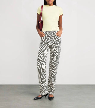 Good American - Zebra Good Icon Straight Leg Jeans