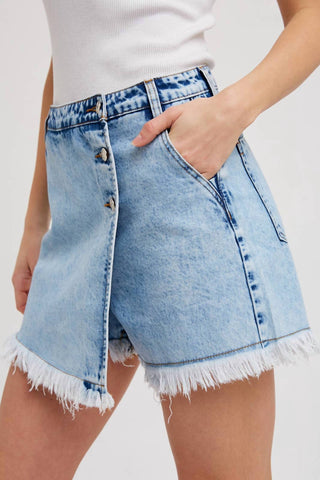 Bluivy - DENIM FRAYED-TRIM SKORT