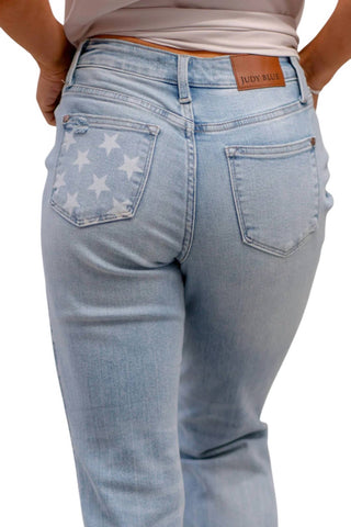 Judy Blue - American Stars Mid-Rise Cuffed Boyfriend Jeans