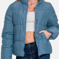 Zenana - Zip Up Turtleneck Puffer Jacket With Pockets