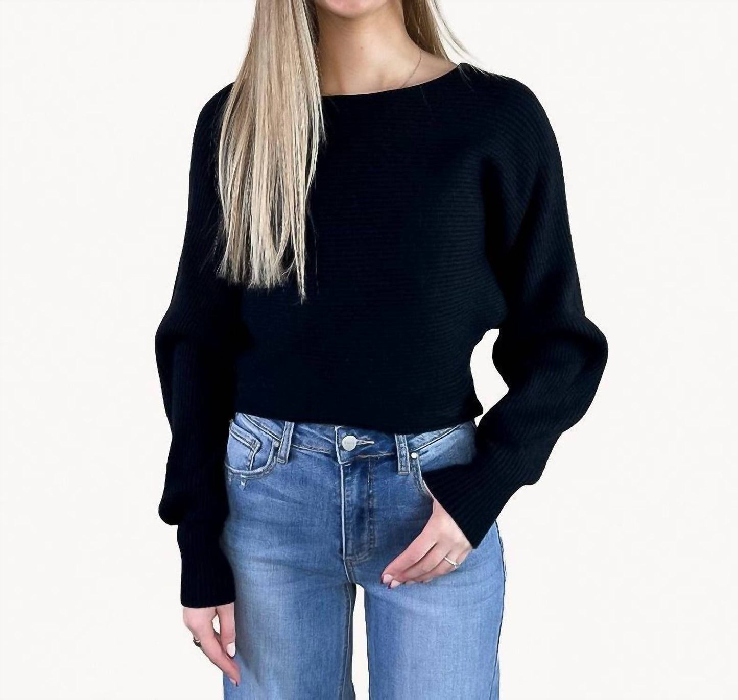 &Merci - Ribbed Dolman Sleeve Sweater