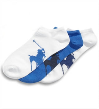 Polo Ralph Lauren Men's Athletic Big Polo Player Sole 3 Pack Socks Blue Size Regular