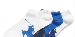 Polo Ralph Lauren Men's Athletic Big Polo Player Sole 3 Pack Socks Blue Size Regular