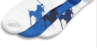 Polo Ralph Lauren Men's Athletic Big Polo Player Sole 3 Pack Socks Blue Size Regular