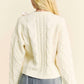 Davi & Dani - CHUNKY CABLE RIBBON TAPE LACE UP PULLOVER SWEATER