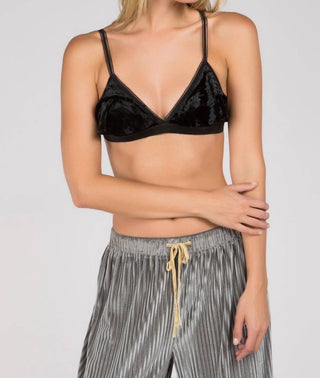 Pol - Adjustable Strap Velvet Layer Trim Bralette