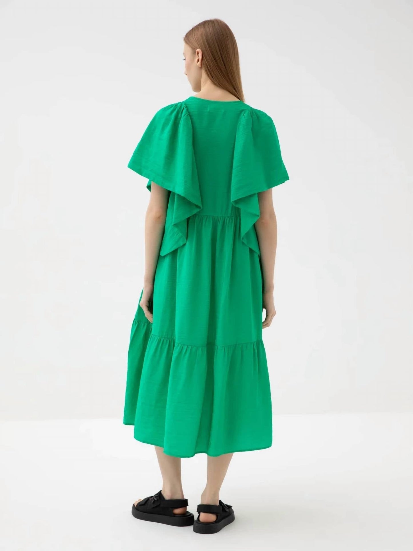 Psophia - Drapey V-Neck Midi Dress