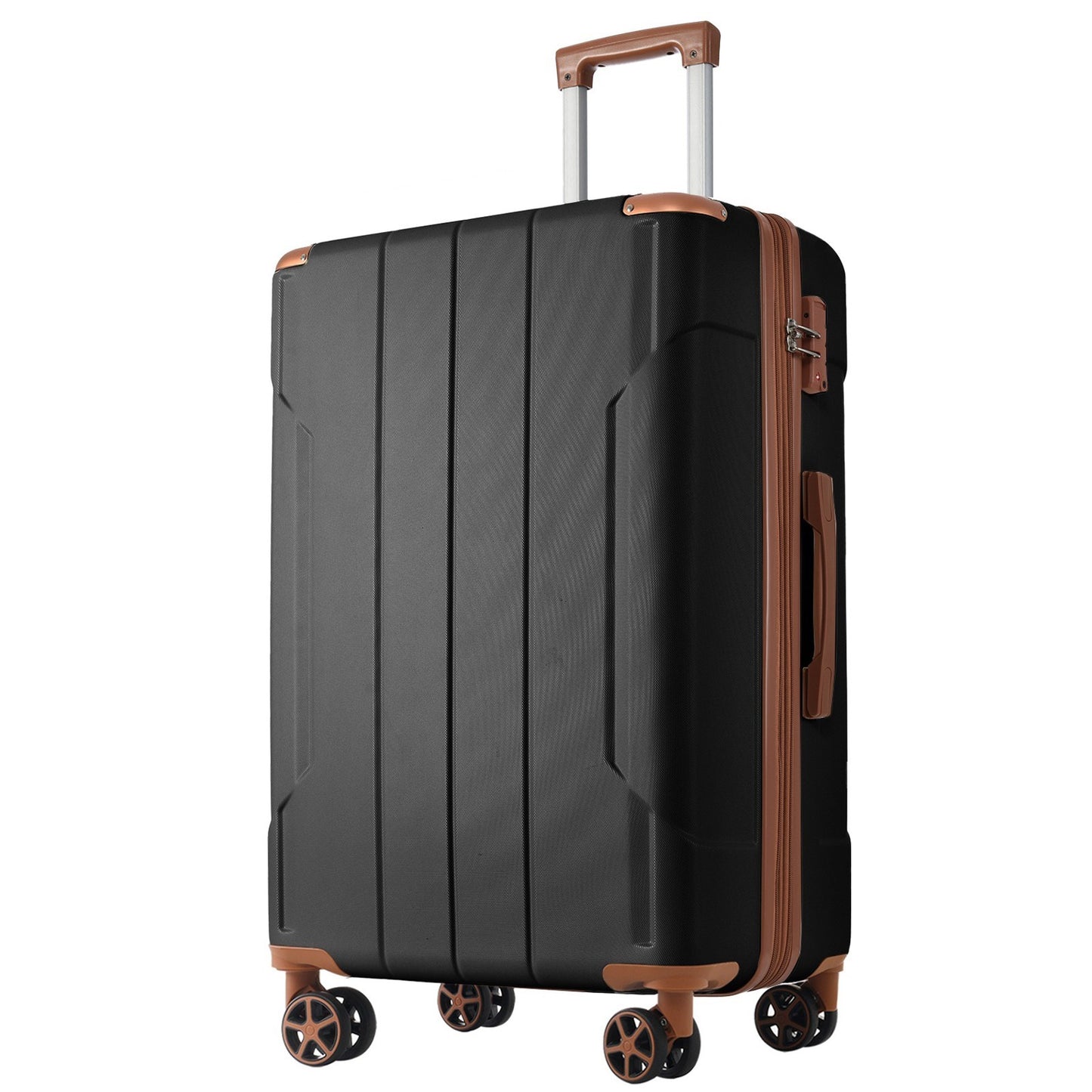 24" Hardshell  Expandable ABS Spinner Luggage (Black Brown)