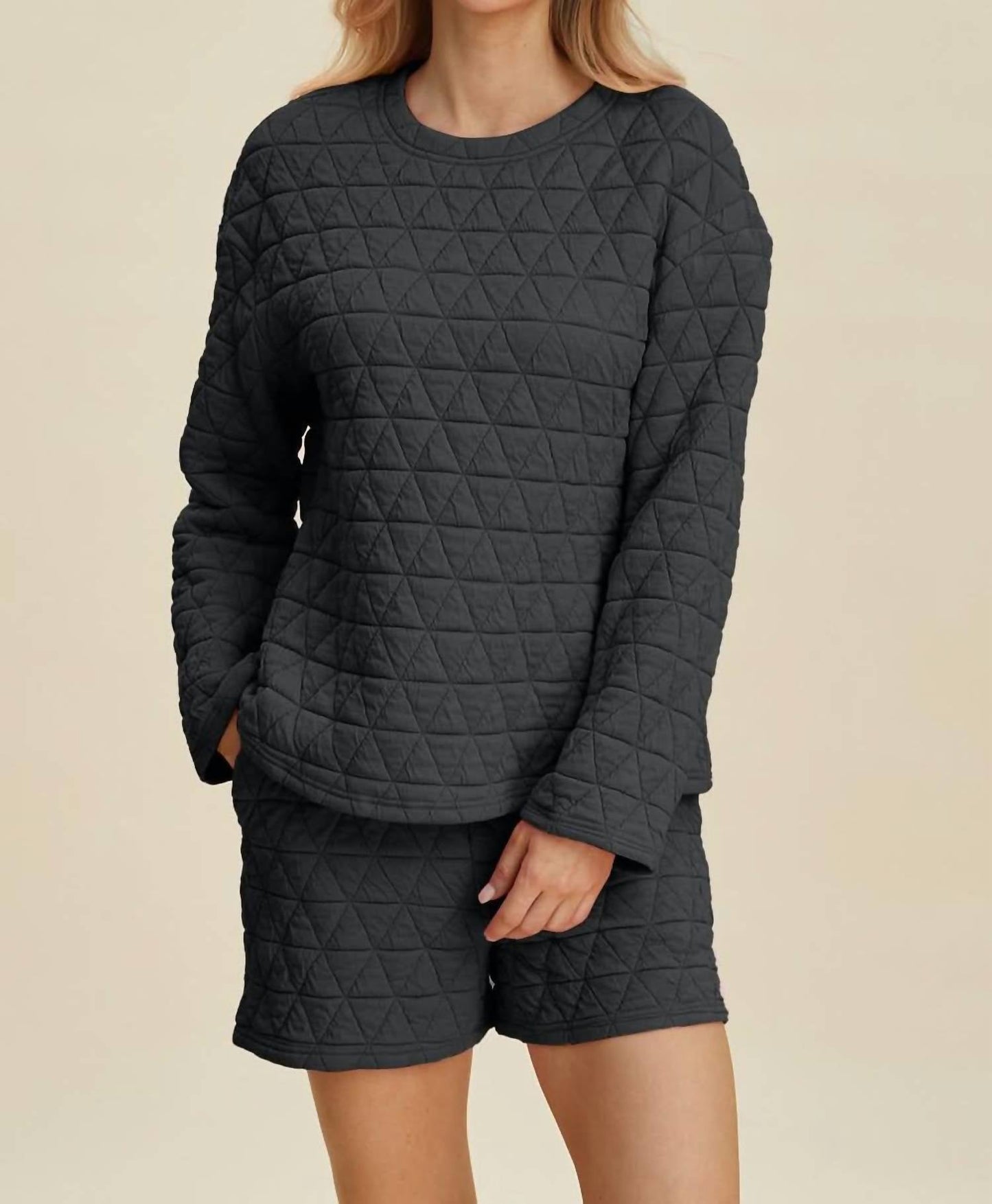 Double Take - Textured Top And Shorts Set