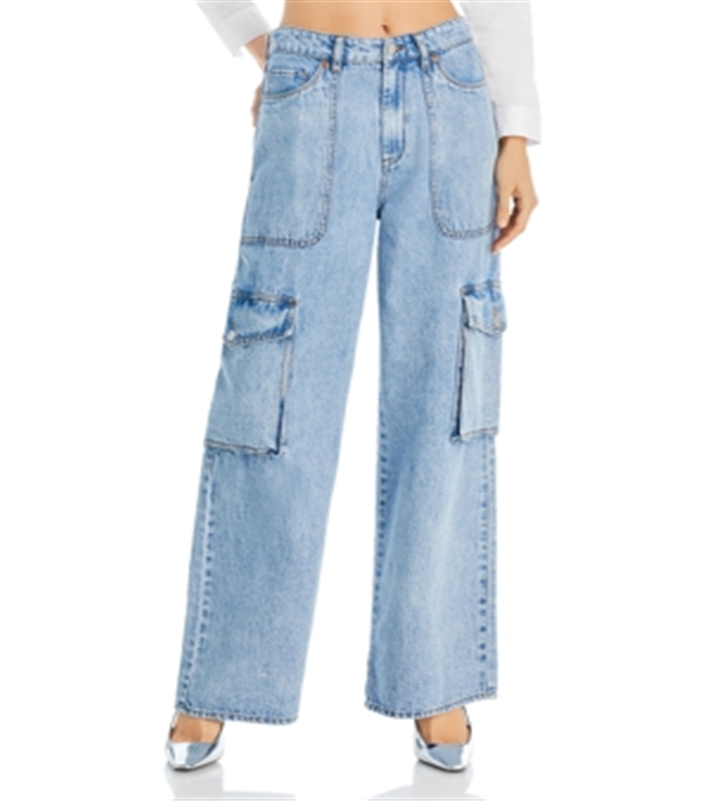 Blanknyc High Rise Wide Leg Cargo Jeans in All Heart Blue