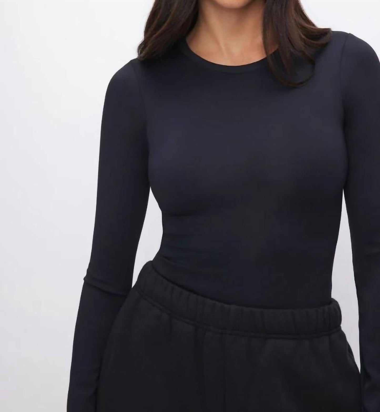 Good American - Scuba Crewneck Long Sleeve Bodysuit