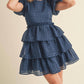 &Merci - Organza Puff Sleeve Tiered Dress