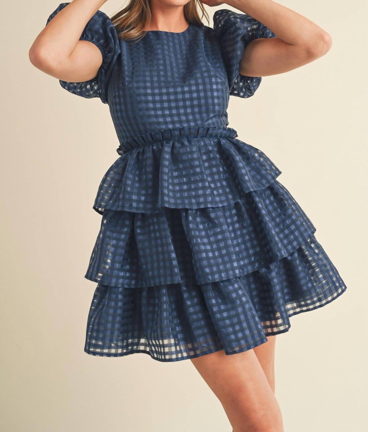 &Merci - Organza Puff Sleeve Tiered Dress