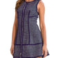 Entro - Tracy Piping Detail Front Zipper Tweed Sleeveless Dress