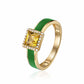 Diana M Jewels - 0.60 Cts Yellow Citrine Enamel Diamond Ring