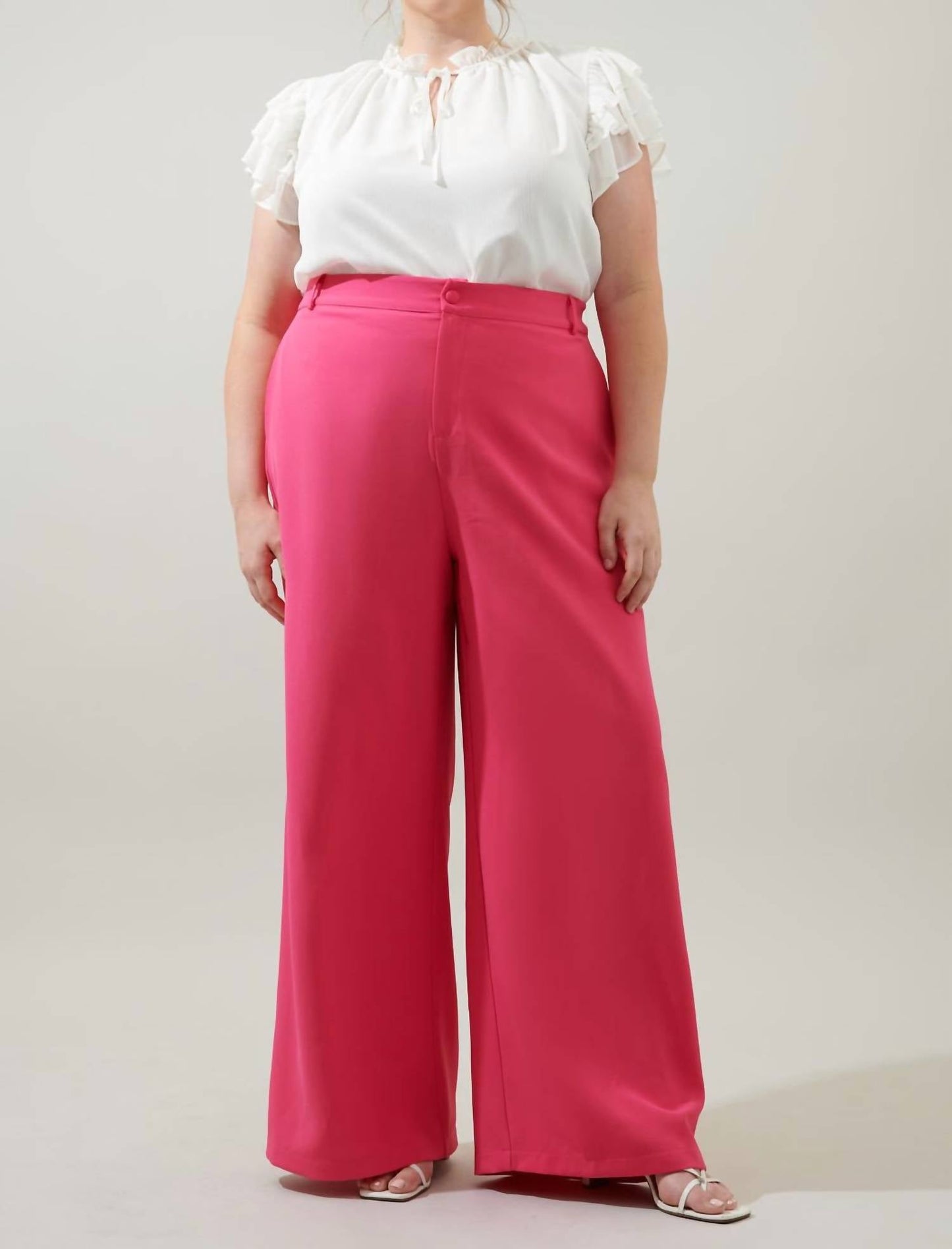 Sugarlips - Chelsea Belted Wide Leg Trousers Curve