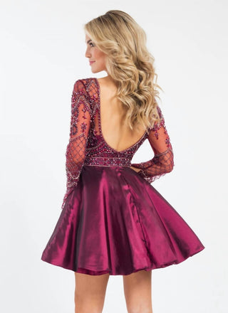 Rachel Allan - Beaded Mikado Short Prom Dress