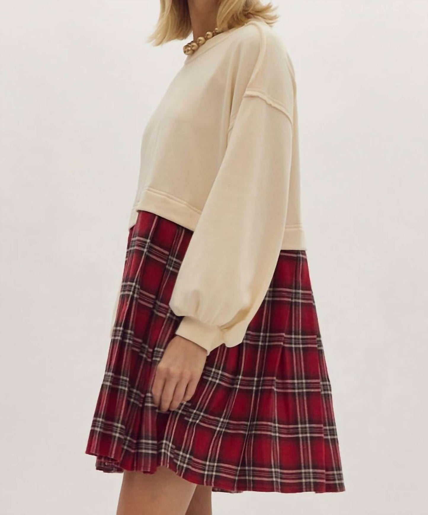 Entro - Twofer Sweatshirt & Plaid Skirt Dress