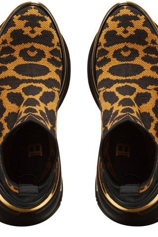 Balmain - Women's Leopard B-bold Wedge High-top Sneakers