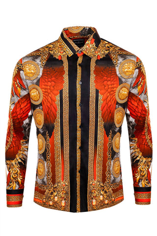 Barabas - Men's Striking Look Rhinestone Long Sleeve Shirt