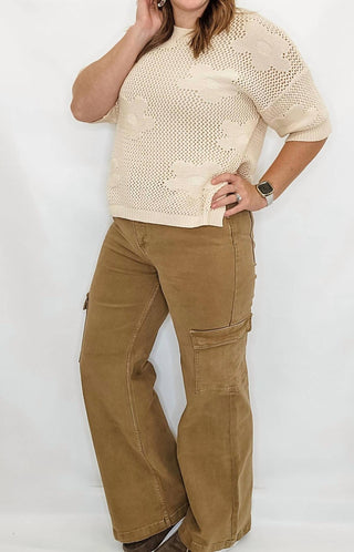 Risen - High Rise Wide Cargo Pocket Jeans