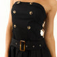 Baby Pink - Strapless Belted Full Pleated Mini Dress