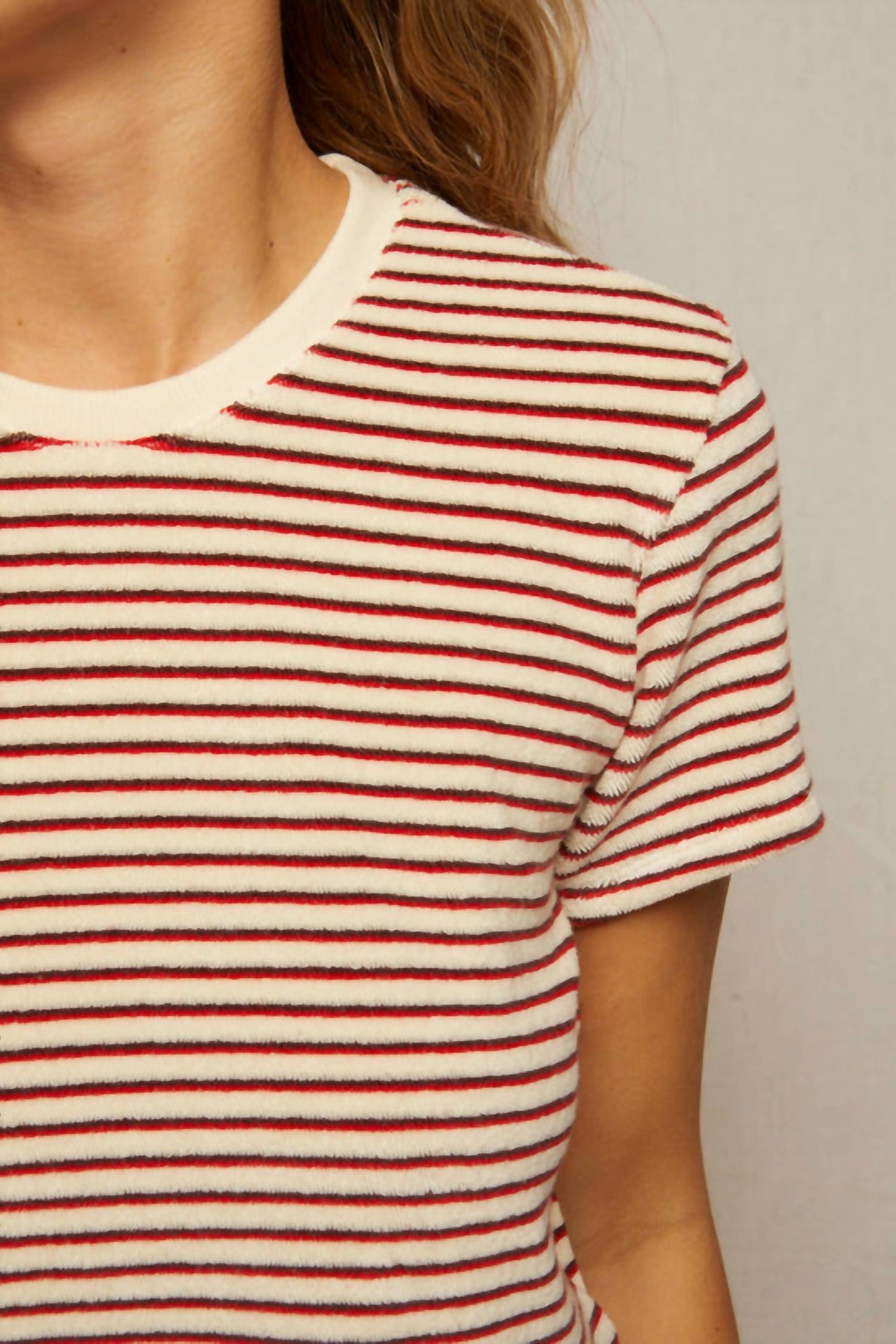 Perfectwhitetee - Bree Loop Terry Stripe Crew Neck Tee